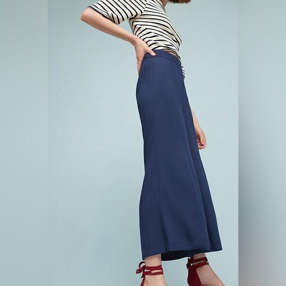 Revolve Anthropologie Maeve Canna Navy Blue Wide-Leg Pant - Picture 4 of 9